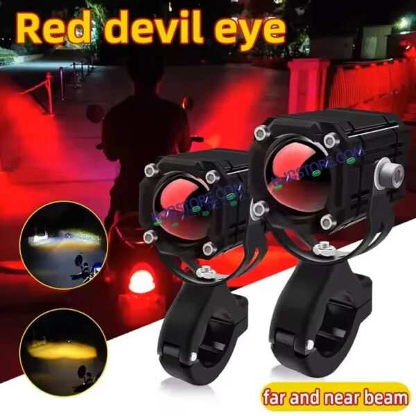 HJG CO-2 30W plus 30W Mini Drive V4 Version 4 60W (30 * 2) Future 1 LED Mini Drive Light Red Devil Eye Light Co2 Multiple Connecting Red Yellow White Color With Wiring Harness Kit - Image 2