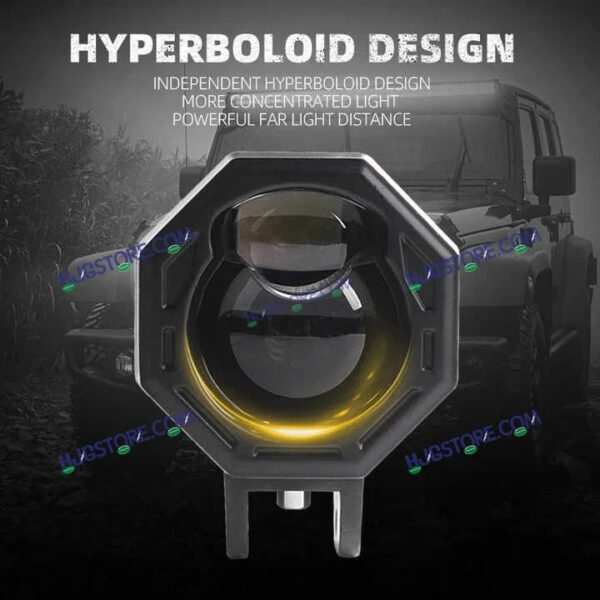 LIUHJG HJG HJG 125 Original Fog Light Hexagon HJG 125 Dual Lens 120W Foglight New Model with Power Adaptor Foglight Ultra Wide Dual Intensity LED Driving Fog Lights White/Yellow (2*60W = 120W Total) Universal For All Cars & Bikes - Image 5