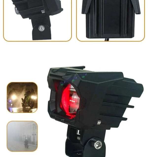 HJG New Model 150W Foglight Projector Lens with Devil Red DRL Future Eyes 150W MEGA DRIVE Fog Light For Bike/Car/Thar/Jeep ( Cool White, 75W each * 2 = 150W Total ) - Pack of 2 - Image 3