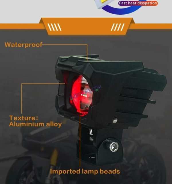 HJG New Model 150W Foglight Projector Lens with Devil Red DRL Future Eyes 150W MEGA DRIVE Fog Light For Bike/Car/Thar/Jeep ( Cool White, 75W each * 2 = 150W Total ) - Pack of 2 - Image 8