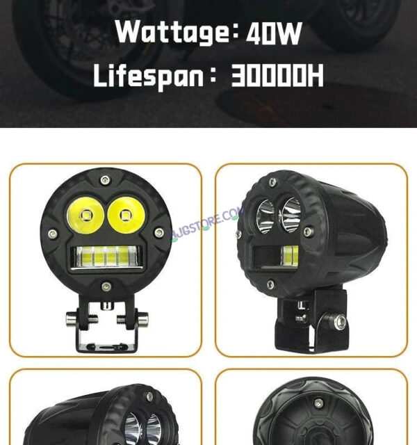 HJG LED Foglight Alien Motorcycle Light 40w Auxiliary Led Spotlights Mini Fog/driving Lights For Motorcycle White/yellow Motorbike Led Lights, Set of 2 - Image 2