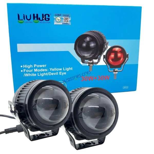 HJG New J37 Single Projector Lens 2pc Foglight Single LED Projector Fog Lens 60W with Red DRL Foglight Ultra Wide Dual Intensity LED Fog Lights White/Yellow/Red DRL Projector (60W) Universal For All Cars & Bikes LIU HJG J37 Projector Lens Power Efficient
