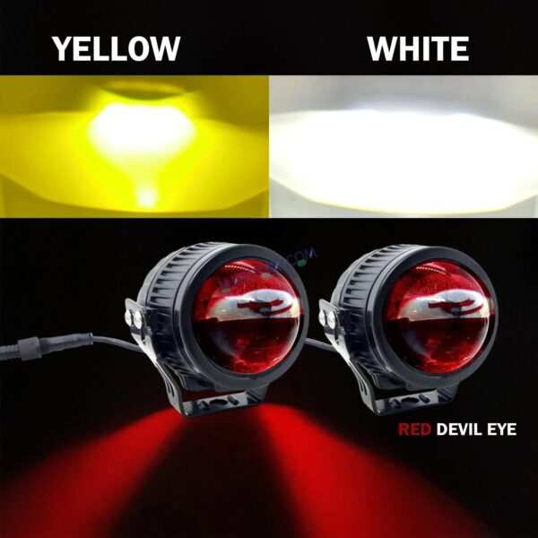 HJG New J37 Single Projector Lens 2pc Foglight Single LED Projector Fog Lens 60W with Red DRL Foglight Ultra Wide Dual Intensity LED Fog Lights White/Yellow/Red DRL Projector (60W) Universal For All Cars & Bikes LIU HJG J37 Projector Lens Power Efficient - Image 2
