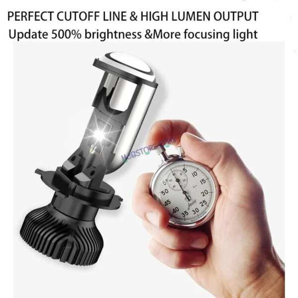 HJG Y6 Projector Lens H4 LED Bulb 50W HJG Y6 Projector Light Lamp H4 LED Mini Projector Lens with Fan for Bike Bulb 7000LM Conversion Kit Hi/Lo Beam Headlight 12V/24V for Motorcycle, Set of 1, White - Image 9