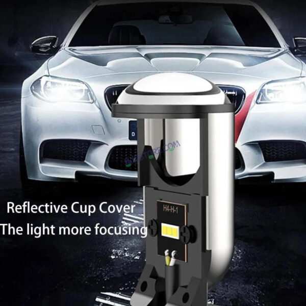 HJG Y6 Projector Lens H4 LED Bulb 50W HJG Y6 Projector Light Lamp H4 LED Mini Projector Lens with Fan for Bike Bulb 7000LM Conversion Kit Hi/Lo Beam Headlight 12V/24V for Motorcycle, Set of 1, White - Image 10