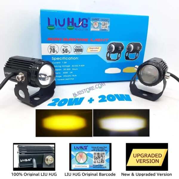 Original LIUHJG HJG Mini Drive LED Fog Light Bulb Lamp For Cars and Motorcycles Dual Color (White & Yellow) With Cooling Fan 2Pcs - Image 2