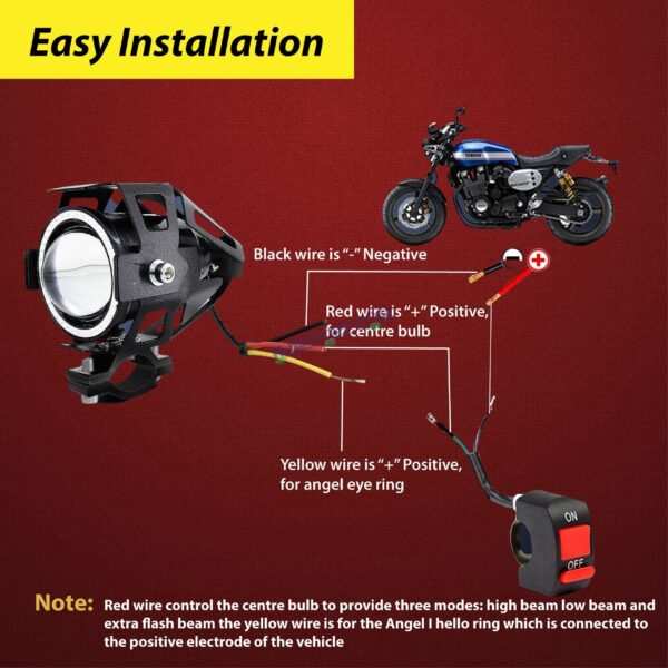 HJG U7 Projector Lens Foglight (Set of 2 with switch) - UNIVERSAL for All Cars & Bikes - Image 2