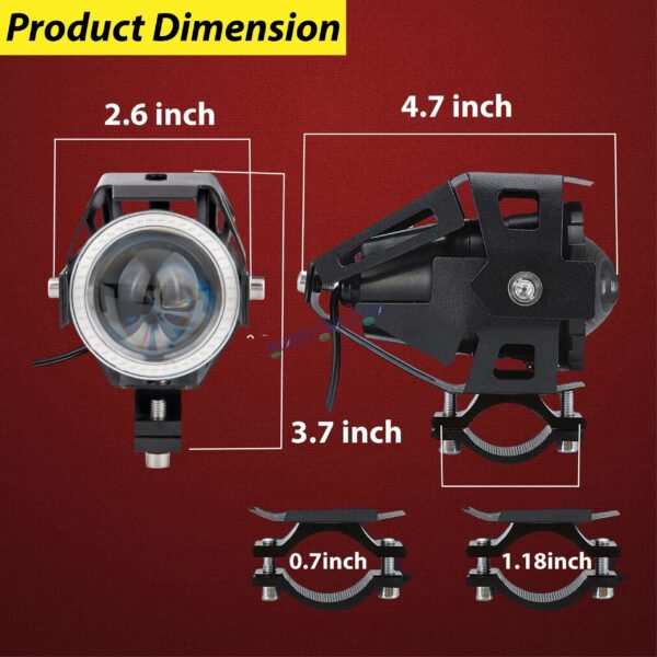 HJG U7 Projector Lens Foglight (Set of 2 with switch) - UNIVERSAL for All Cars & Bikes - Image 3