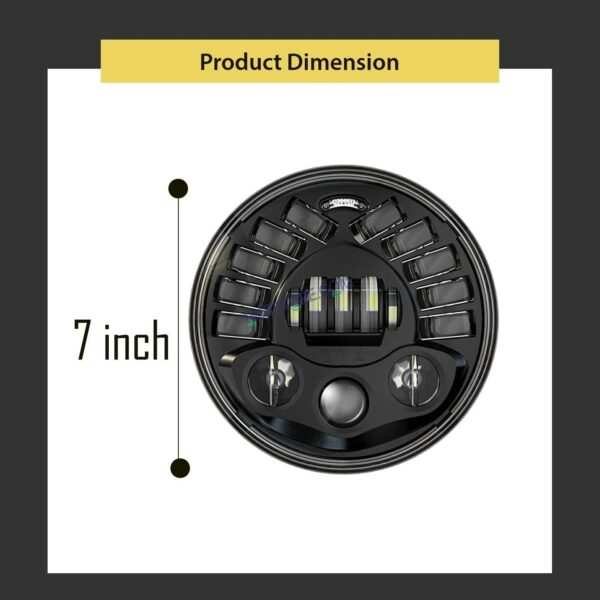 HJG 7 Inch Round Headlight with Turn Signal Indicator & Hi/Low Beam for Bullet, Mahindra Thar - Image 6