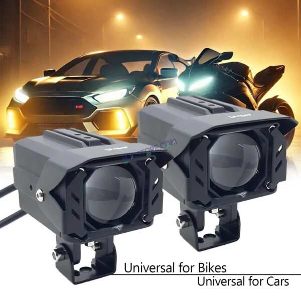 HJG Red Devil Projector Original 200W Projector Lens Fog LED Laser Projector HJG Fog Light with Red Devil Lens 200W Red/White (Low and High Beam) MEGA DRIVE Fog Light For Bike/Car/Thar/Jeep/SUV/Universal ( Cool White with Red Devil DRL ) - Pack of 2 - Image 5