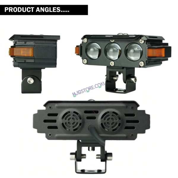 HJG Hazard 3 Lens Foglight with Wiring Kit Combo Triple 3 Lens 120W with Hazard DRL Foglight Ultra Wide Dual Intensity LED Fog Lights White/Yellow (2*60W = 120W Total) Universal For All Cars & Bikes LIU HJG Hazard S61 3 Lens Projector Fog with Wiring Kit - Image 6
