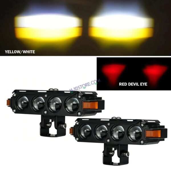 HJG Hazard 4 Lens Foglight with Wiring Kit Combo Quad 4 Lens 160W with Hazard DRL Foglight Ultra Wide Dual Intensity LED Fog Lights White/Yellow (2*80W = 160W Total) Universal For All Cars & Bikes LIU HJG Hazard S62 4 Lens Projector Fog with Wiring Kit - Image 7