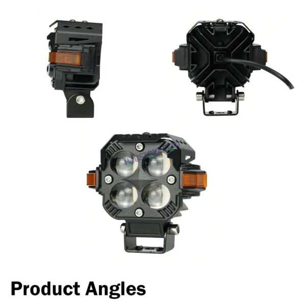 HJG Hazard 4x4 Lens Foglight with Wiring Kit Combo Quad 4x4 Lens 120W with Hazard DRL Foglight Ultra Wide Dual Intensity LED Fog Lights White/Yellow (2*60W = 120W Total) Universal For All Cars & Bikes LIU HJG Hazard S65 4x4 Lens Projector Fog with Wiring - Image 7