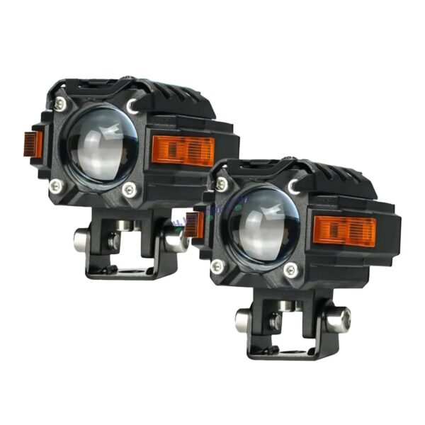 HJG Hazard Series Foglight Single Lens 80W New Model with Red Orange Hazard DRL Foglight Ultra Wide Dual Intensity LED Fog Lights White/Yellow (2*40W = 80W Total) Universal For All Cars & Bikes LIU HJG Hazard S59 Single Projector Fog with Red Amber DRL