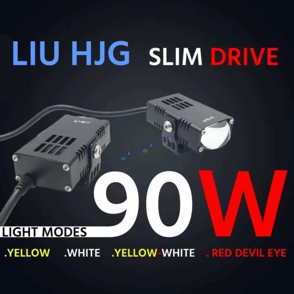 HJG Waymaker Fog Light Dual Colour Fog Light Mini Drive Yellow White & Red Devil Eye Slim Drive Light Version 4 With Red Devil Eye And Wiring With Canbus Universal For All Cars and Motorcycles (2Pcs) HJG - Image 3