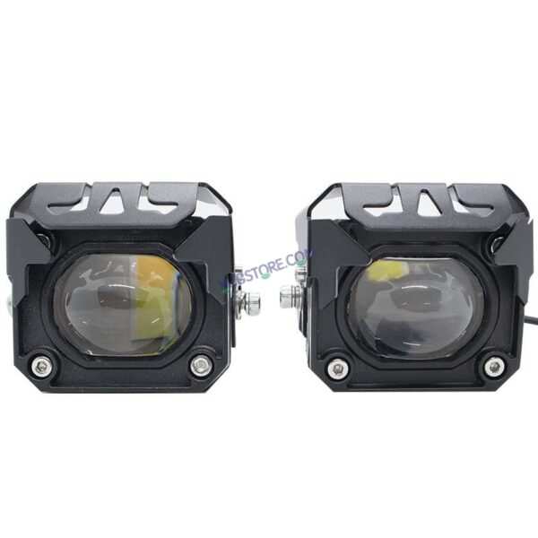 HJG Original Future Eyes 1 Foglight Mega Drive 60W Dual LED Dual Color Fog Light with Red DRL 60W Spot Foglight Ultra Wide Spot Light MEGA DRIVE For Bike/Car/Thar/Jeep/SUV/Universal (Red, Cool White, Yellow), Pack of 2 LIU HJG Future Eyes 1 Foglight