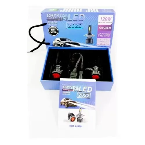 Original Crystal Eye Super Bright LED Bulb For Headlight and Fog Light with High/Low Beam 6500K White(120W, 2 Bulbs) - Image 3