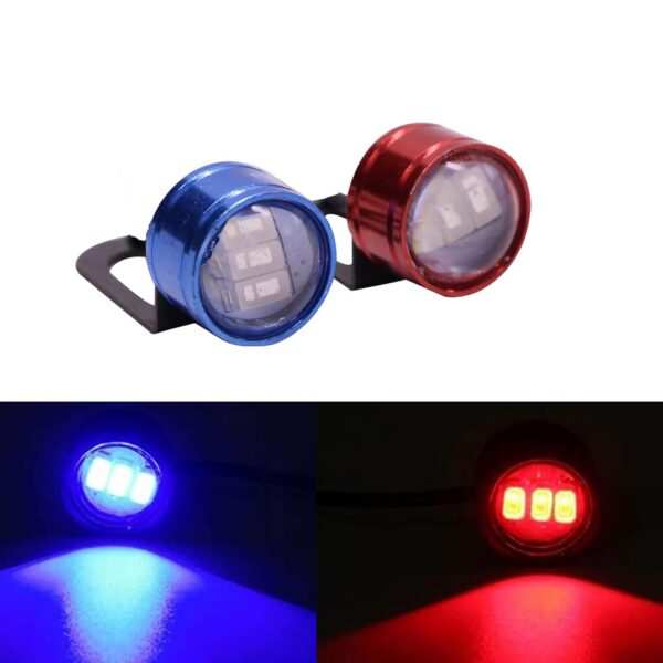 Strobe Light for Bike 12V DC Waterproof Motorcycle LED Strobe Lights Motorcycle LED Flash Warning Brake Light Lamp Compatible with Motorbikes, Scooters (1 Pair, Red/Blue) - Image 3