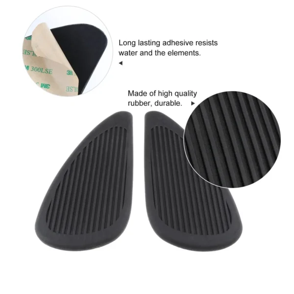2 Pieces Black Rubber Motorbike Fuel Tank Traction Pads Knee - Image 3