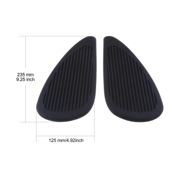 2 Pieces Black Rubber Motorbike Fuel Tank Traction Pads Knee