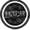 Motorcycle Headlight, 7''Round LED Headlights DRL Halo Ring Angle Eyes Turn Signal Lights Hi/Lo Beam Head Light Compatible with Harley Headlamp Softail Road King Glide Motorcycle Honda Yamaha