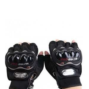 Probiker Mesh Half Finger Motorcycle Racing Gloves (Black, Large)