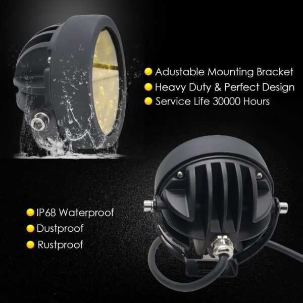 LIU HJG 120W Round 6 LED Fog Lights with Yellow Cap and Wiring Kit Universal for Car & Bike (Pack of 2) - Image 2