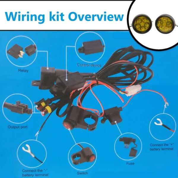 LIU HJG 120W Round 6 LED Fog Lights with Yellow Cap and Wiring Kit Universal for Car & Bike (Pack of 2) - Image 5