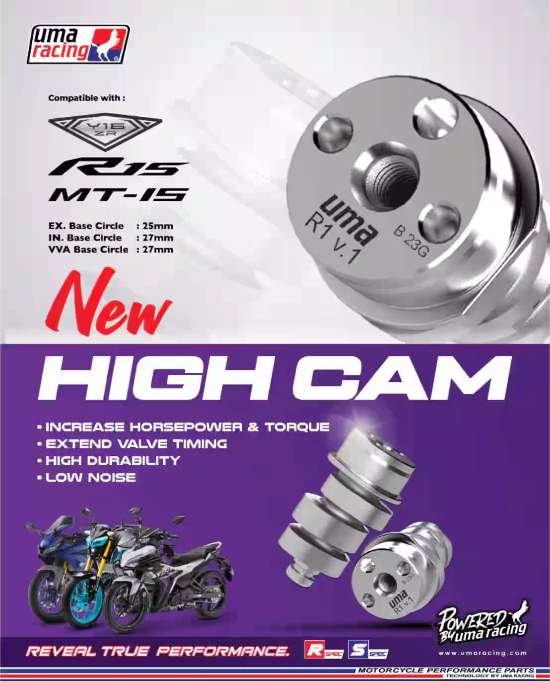 UMA RACING R1 HIGH CAMSHAFT R15 MT15 XSR155 AEROX 02HC0090 1 UMA RACING R1 HIGH CAMSHAFT R15 MT15 XSR155 AEROX 02HC0090