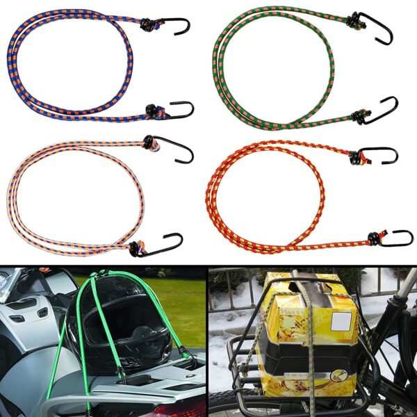 Heavy Duty Bungee Cord with Hooks Elastic Rope for Bike Luggage Tying Luggage Strap Elastic Rope Multicolor 1 Pcs - Image 2
