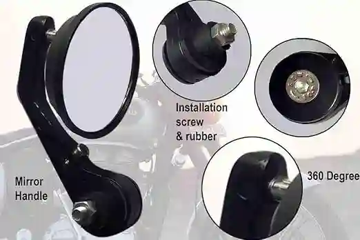Motorcycle Bar End Round Rear View Mirrors for Bikes (Set of 2) 3 Motorcycle Bar End Round Rear View Mirrors for Bikes (Set of 2) - Image 3