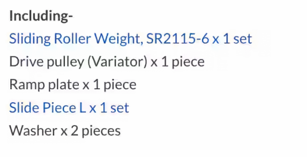 DR PULLEY SCOOTER OVER RANGE CLUTCH CVT VARIATOR KIT ( V211503 APRILIA SR150 APRILA SR160 ) - Image 2