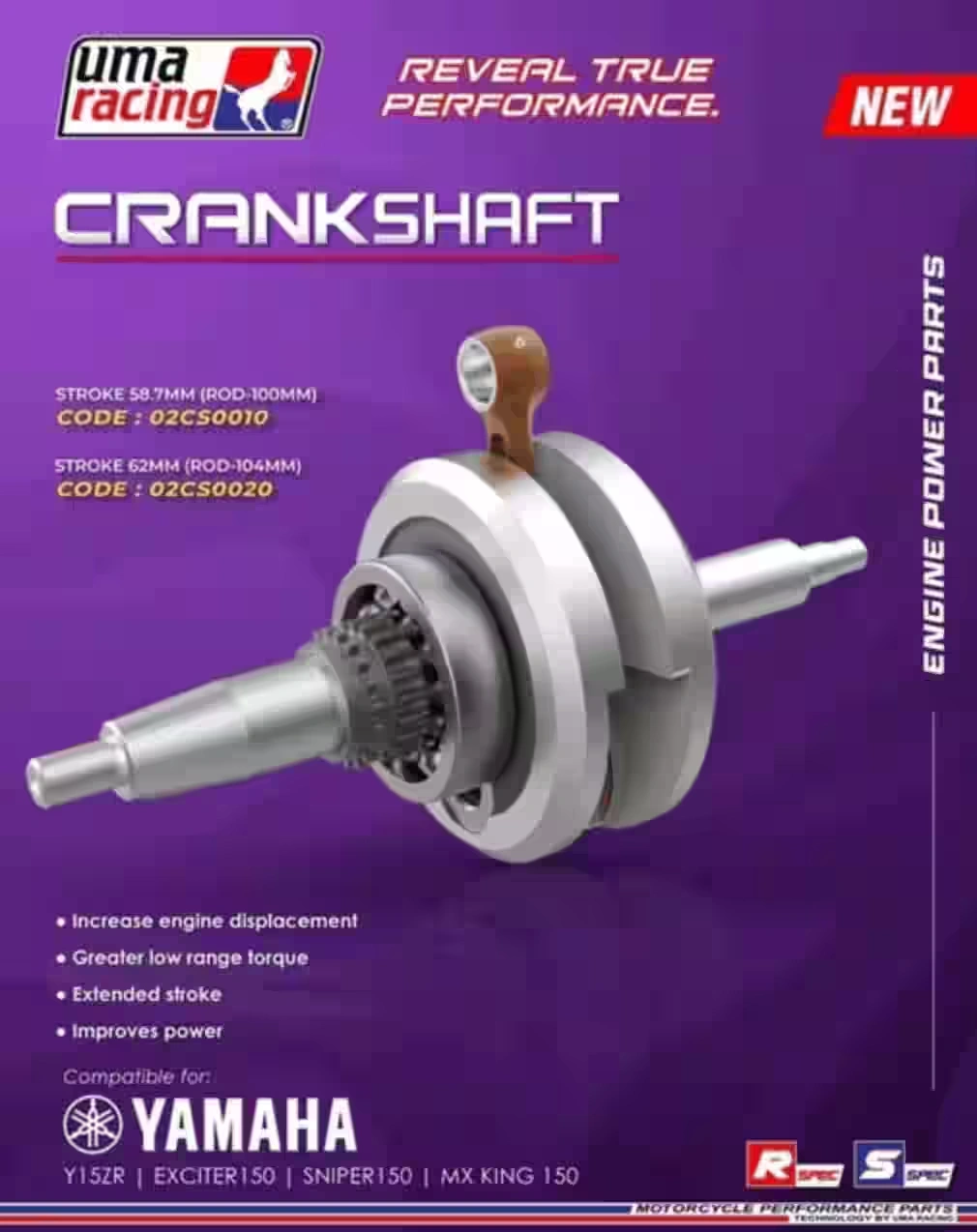 UMA RACING CRANKSHAFT ASSY STROKE 62MM (ROD-104MM) 02CS0020 1 UMA RACING CRANKSHAFT ASSY STROKE 62MM (ROD-104MM) 02CS0020