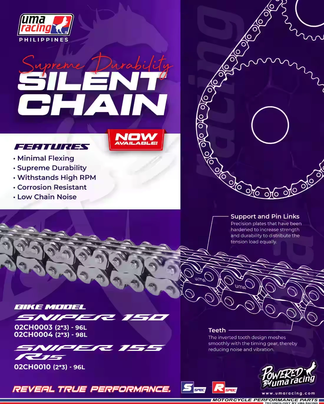 UMA RACING TIMING CHAIN SILENT CHAIN R15 MT15 (2*3) - 96L 02CH0010 1 UMA RACING TIMING CHAIN SILENT CHAIN R15 MT15 (2*3) - 96L 02CH0010