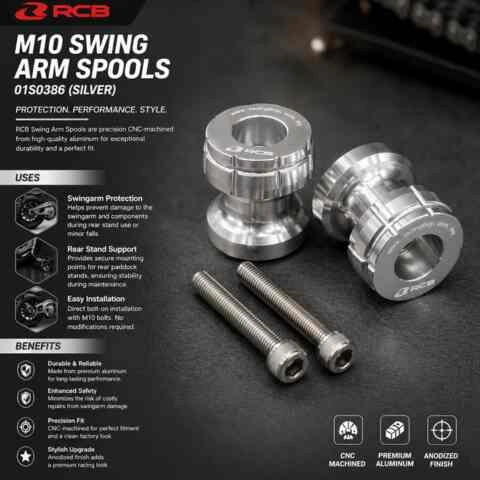 RCB KAWASAKI(M10) SWING ARM SPOOLS 01S0386 (01S0386S SILVER) 3 RCB KAWASAKI(M10) SWING ARM SPOOLS 01S0386 (01S0386S SILVER) - Image 3