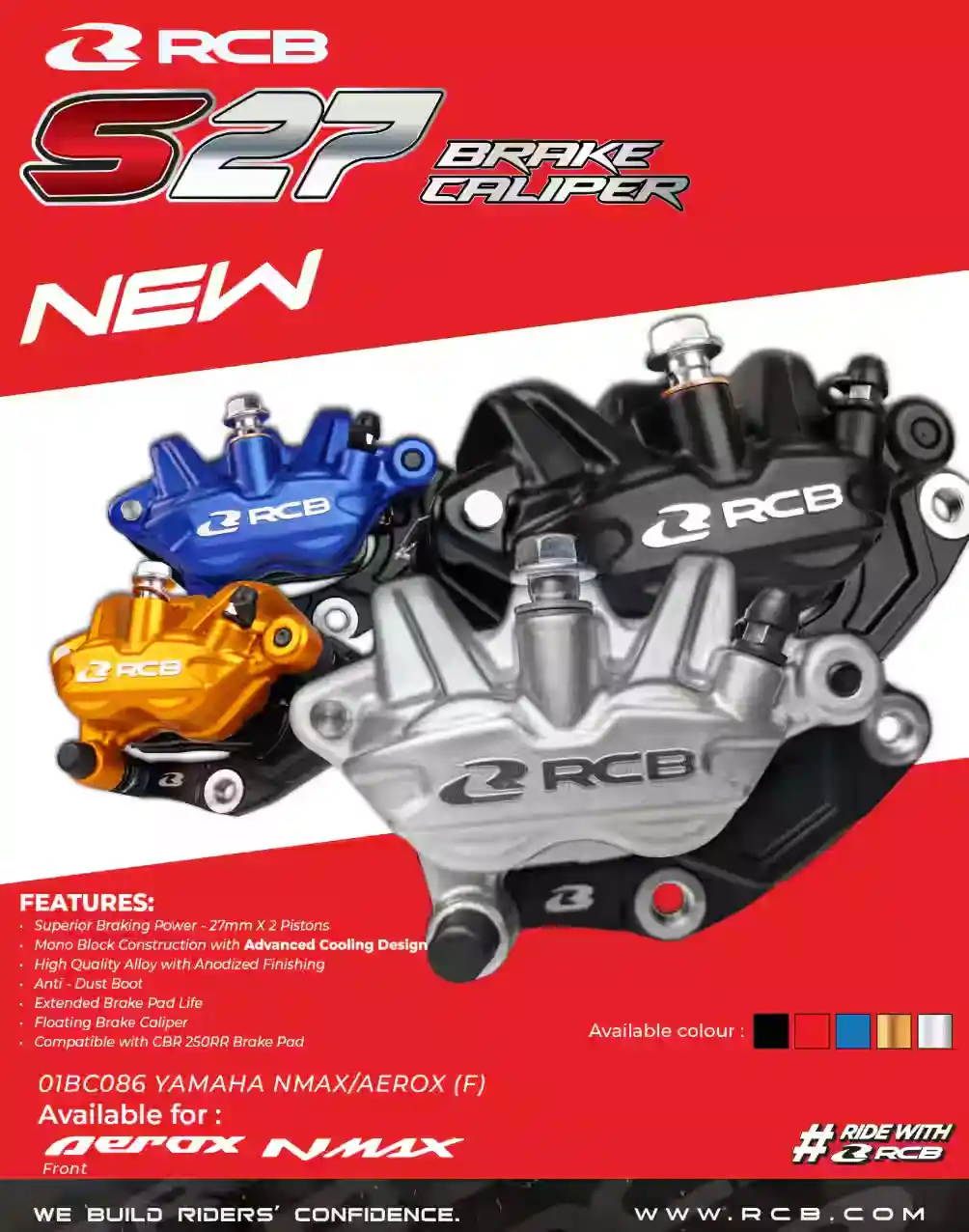 RCB BRAKE CALIPER S-27 SERIES AEROX 01BC086 ( BLUE ) 1 RCB BRAKE CALIPER S-27 SERIES AEROX 01BC086 ( BLUE )