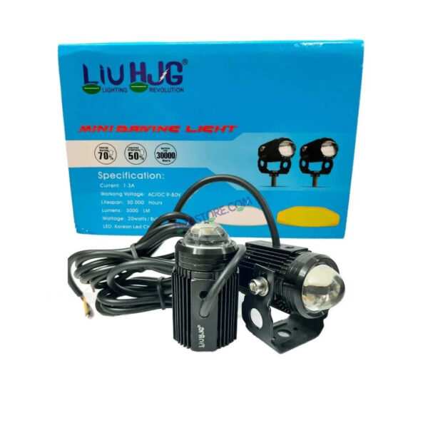 Original HJG Mini Drive LED Fog Light Bulb Lamp For Cars and Motorcycles Dual Color (White & Yellow) With Cooling Fan 2Pcs