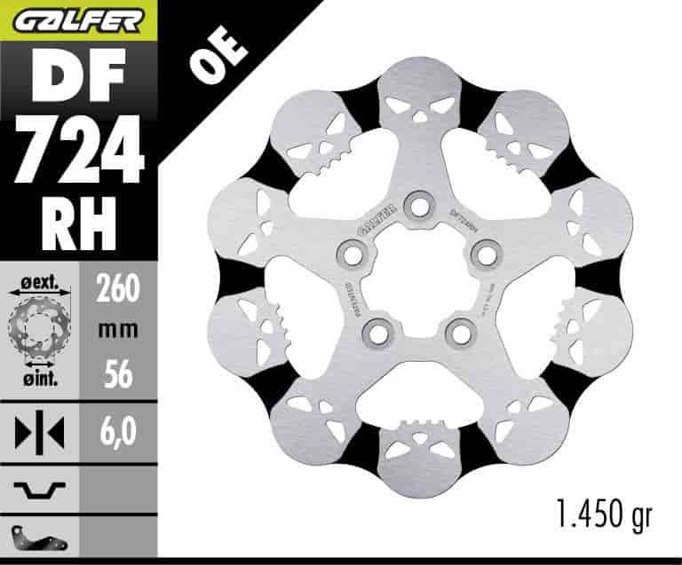 GALFER DF724RH REAR DISC W FIXED SKULL DESIGN 260X6MM FOR HARLEY DAVIDSON 2 GALFER DF724RH REAR DISC W FIXED SKULL DESIGN 260X6MM FOR HARLEY DAVIDSON - Image 2