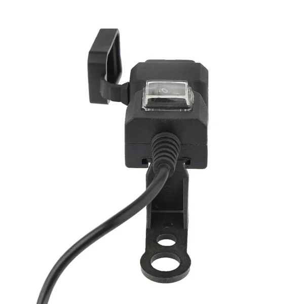 Motorcycle USB Charger Waterproof USB Cable Adapter w/ Switch & Mounts For Phone - Image 3