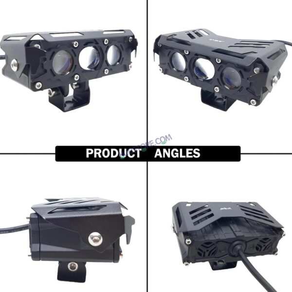 HJG New S75 Triple Projector Lens 180W Foglight Triple LED Projector Fog Lens 180W with Red DRL Foglight Ultra Wide Dual Intensity LED Fog Lights White/Yellow/Red DRL Projector (180W) Universal For All Cars & Bikes LIU HJG S75 Triple Projector Lens - Image 6